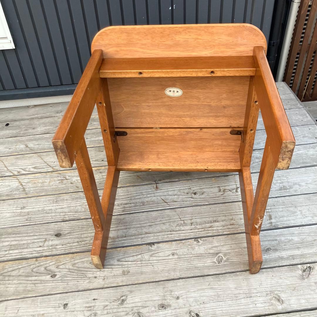 2点 ① 北欧レトロ 花柄装飾 無垢材 チャーチチェア ダイニングチェア