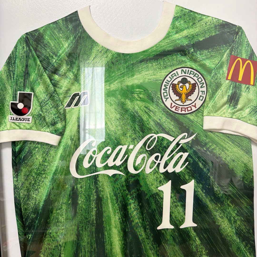 当時物 ヴェルディ川崎 三浦知良　キングカズ　ユニフォーム専用額付き　サイン色紙