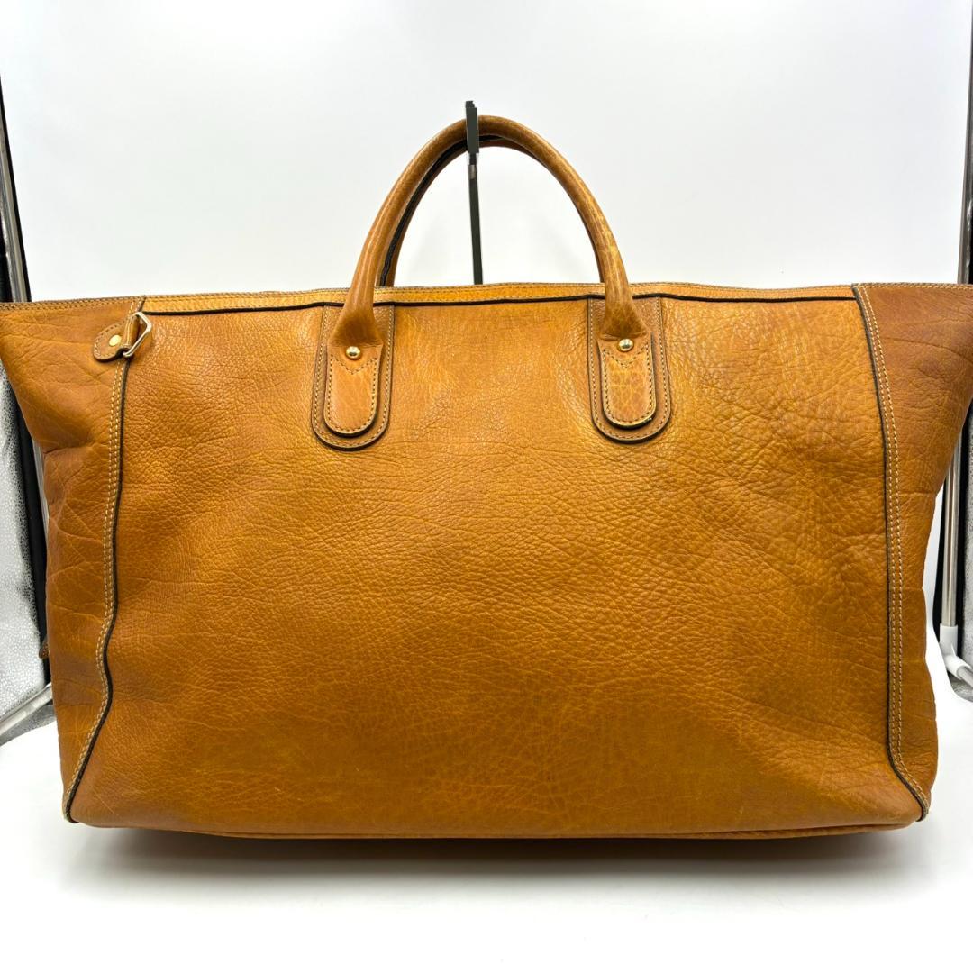 ゴールドファイル 2way ボストンバッグ 大容量 レザー ライトブラウン