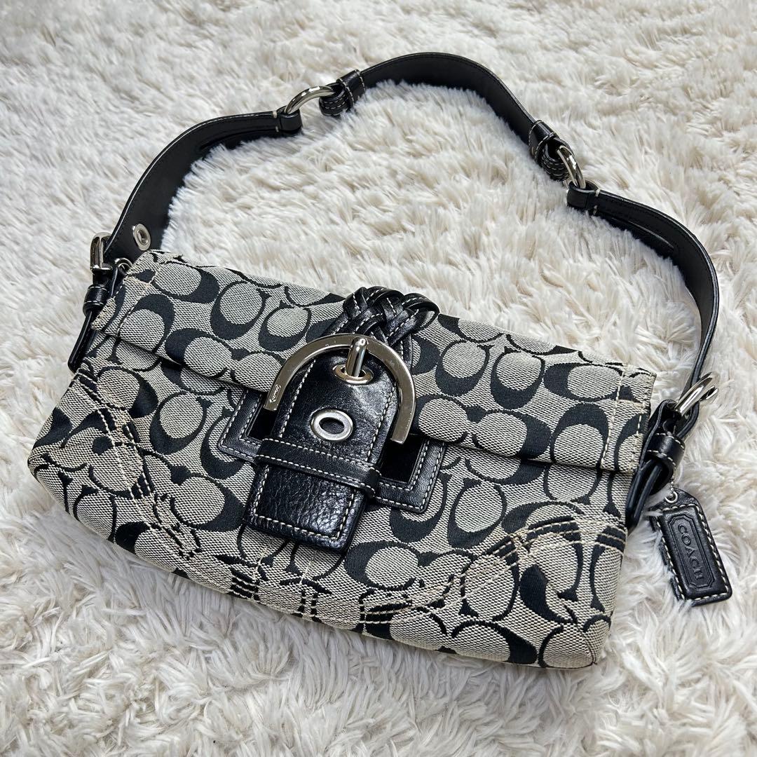 【激レア】コーチ　ソーホー　ワンショルダーバッグ　シグネチャー　黒　ベルト　本革