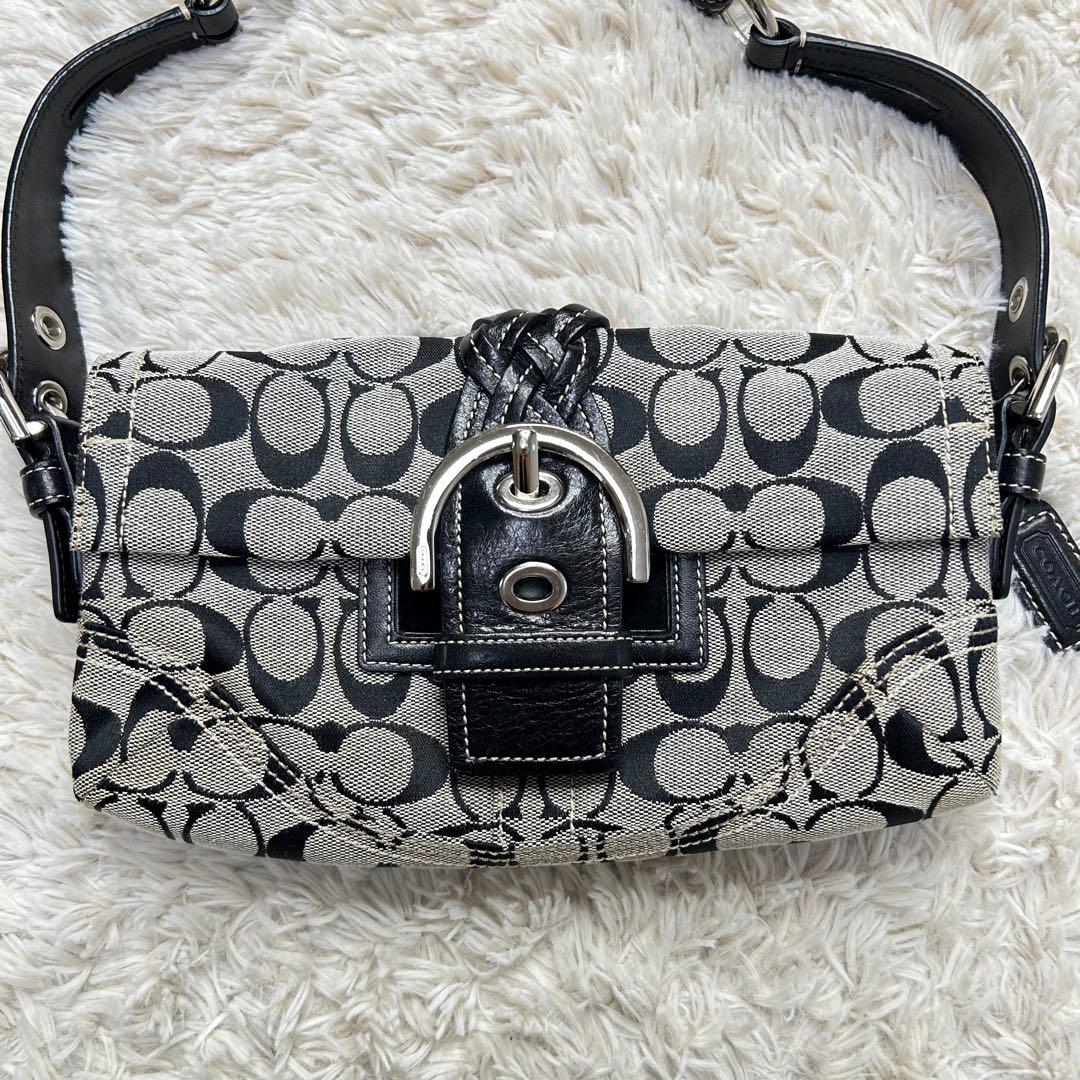 【激レア】コーチ　ソーホー　ワンショルダーバッグ　シグネチャー　黒　ベルト　本革