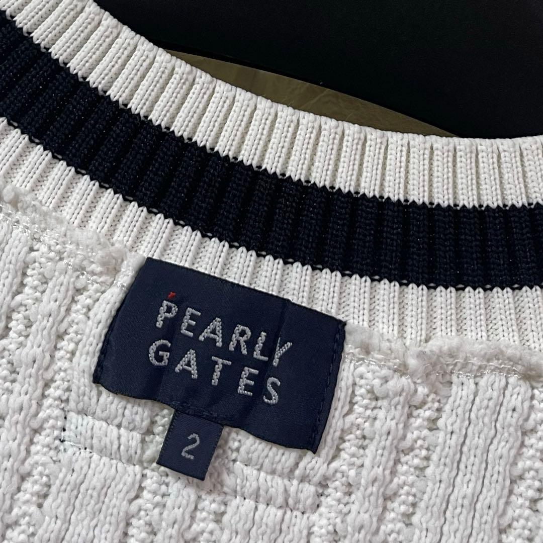 PEARLY GATES ニットベスト ゴルフウェア ロゴ ホワイト 2 日本製