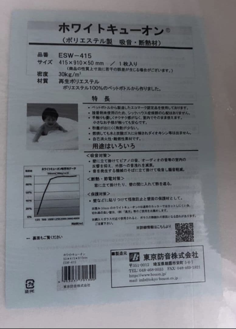 未使用　ホワイトキューオン　 吸音材 7枚セット