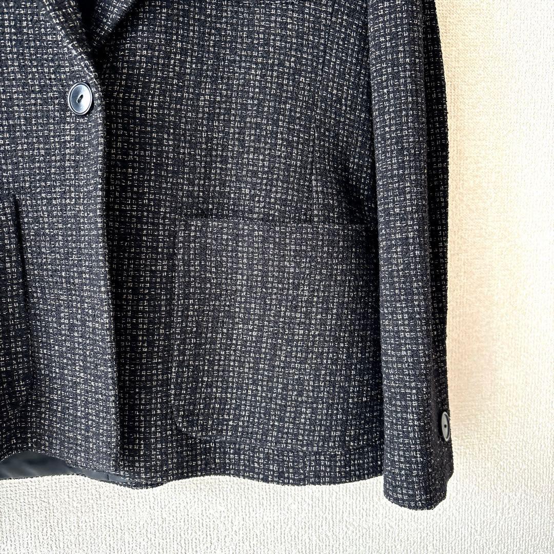 美品✨マックスマーラ テーラード ウール ツイード ジャケット 黒 白 40 L