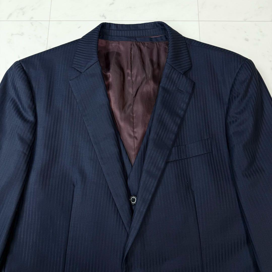 タケオキクチ 3ピース セットアップ スーツ ストライプ ネイビー サイズ3