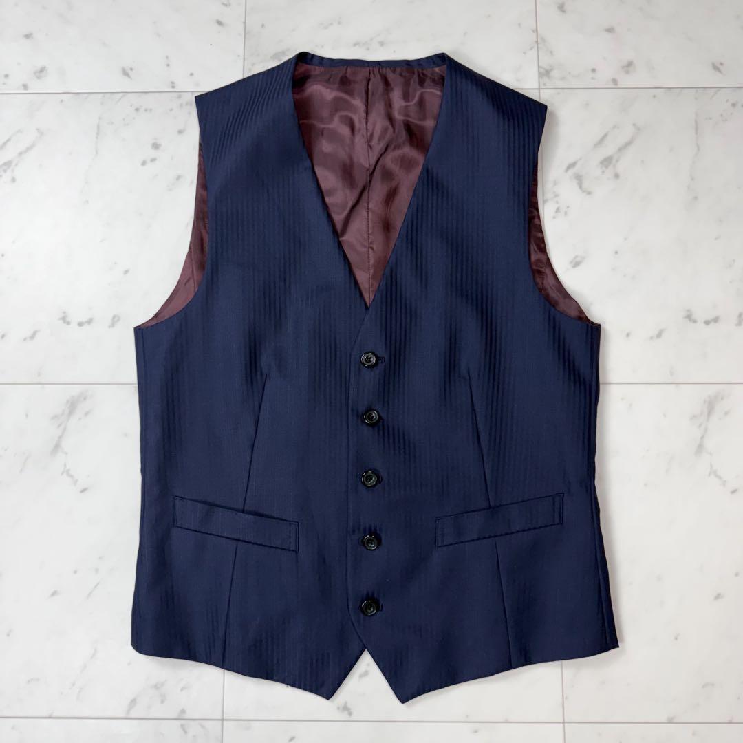 タケオキクチ 3ピース セットアップ スーツ ストライプ ネイビー サイズ3