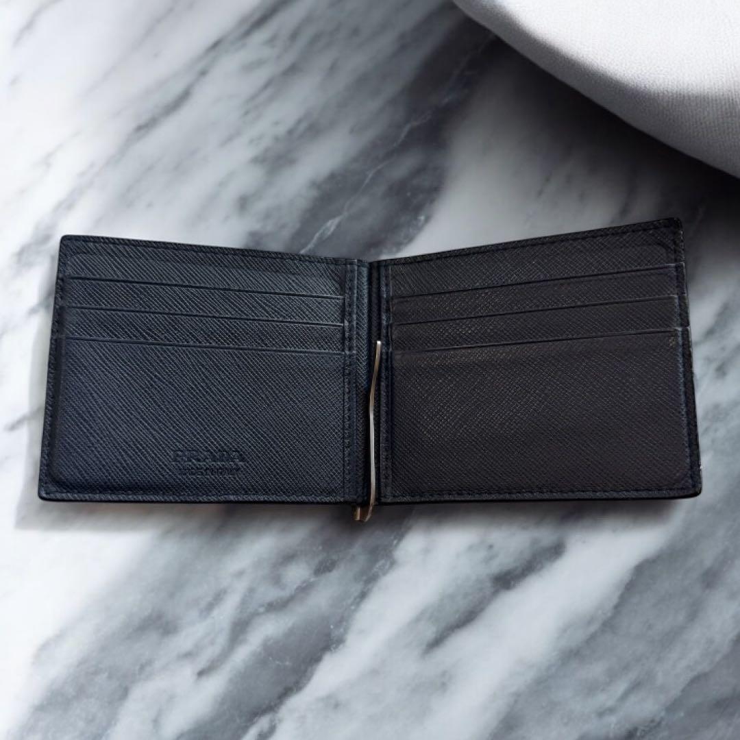 PRADA プラダ サフィアーノ メタル マネークリップ カードケース 二つ折り