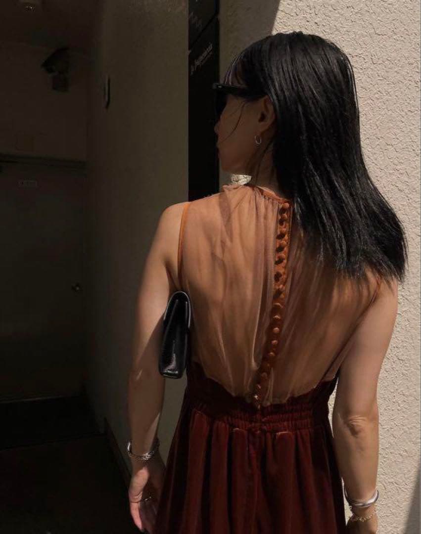 ワンピース Ameri VINTAGE 2WAY CURVE VELOURS DRESS