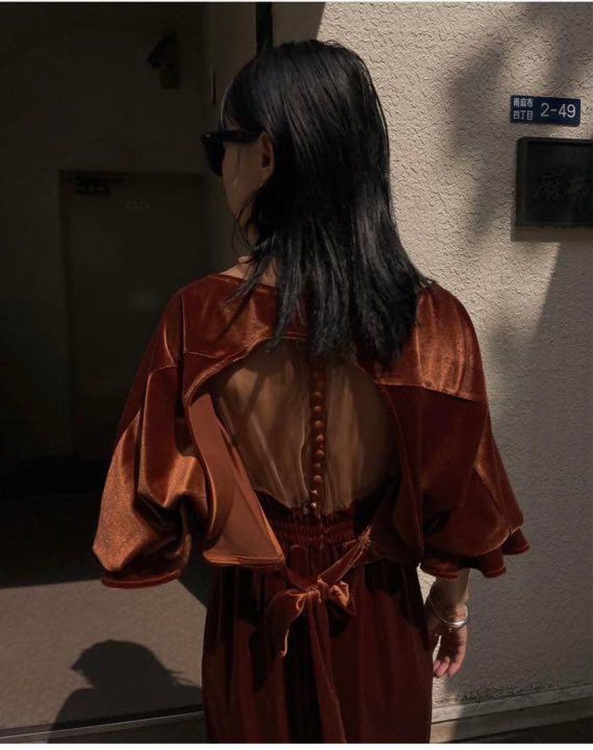 ワンピース Ameri VINTAGE 2WAY CURVE VELOURS DRESS