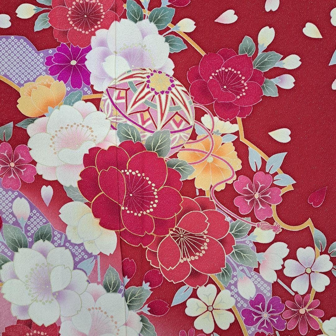 正絹振袖セット外単品 赤地ラメ入花柄 成人式 卒業式に最適