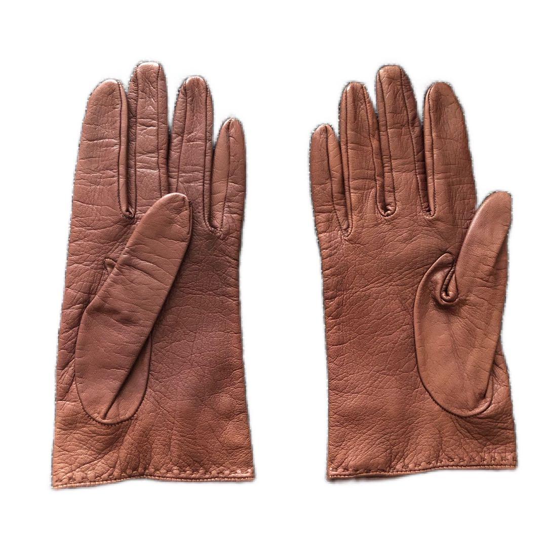 グッチ　GUCCI レザーグローブ　ホースビット革手袋　サイズ7ハーフ　ブラウン