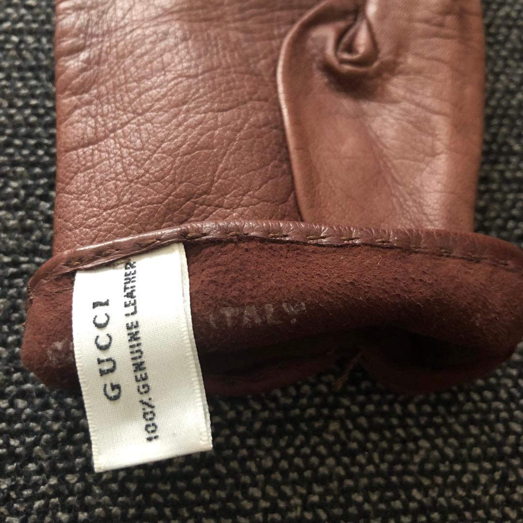 グッチ　GUCCI レザーグローブ　ホースビット革手袋　サイズ7ハーフ　ブラウン