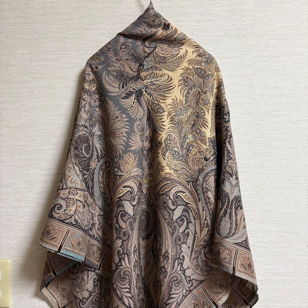 エトロ ETRO 大判 ストール 正方形 ペイズリー シルク ウール