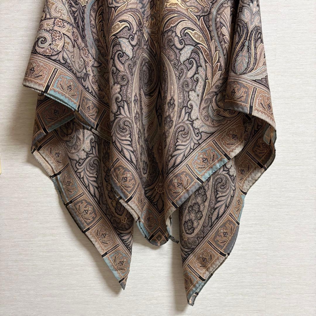 エトロ ETRO 大判 ストール 正方形 ペイズリー シルク ウール