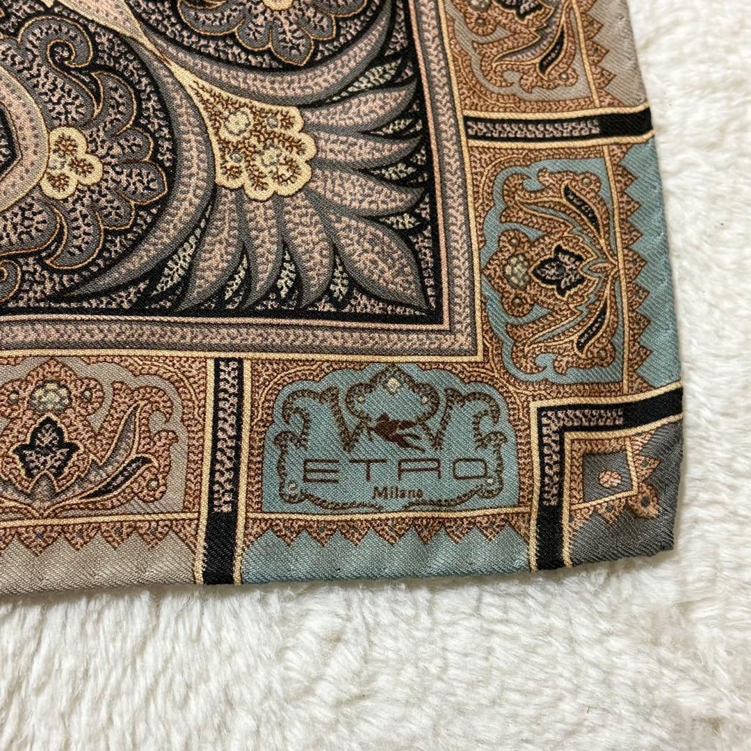 エトロ ETRO 大判 ストール 正方形 ペイズリー シルク ウール
