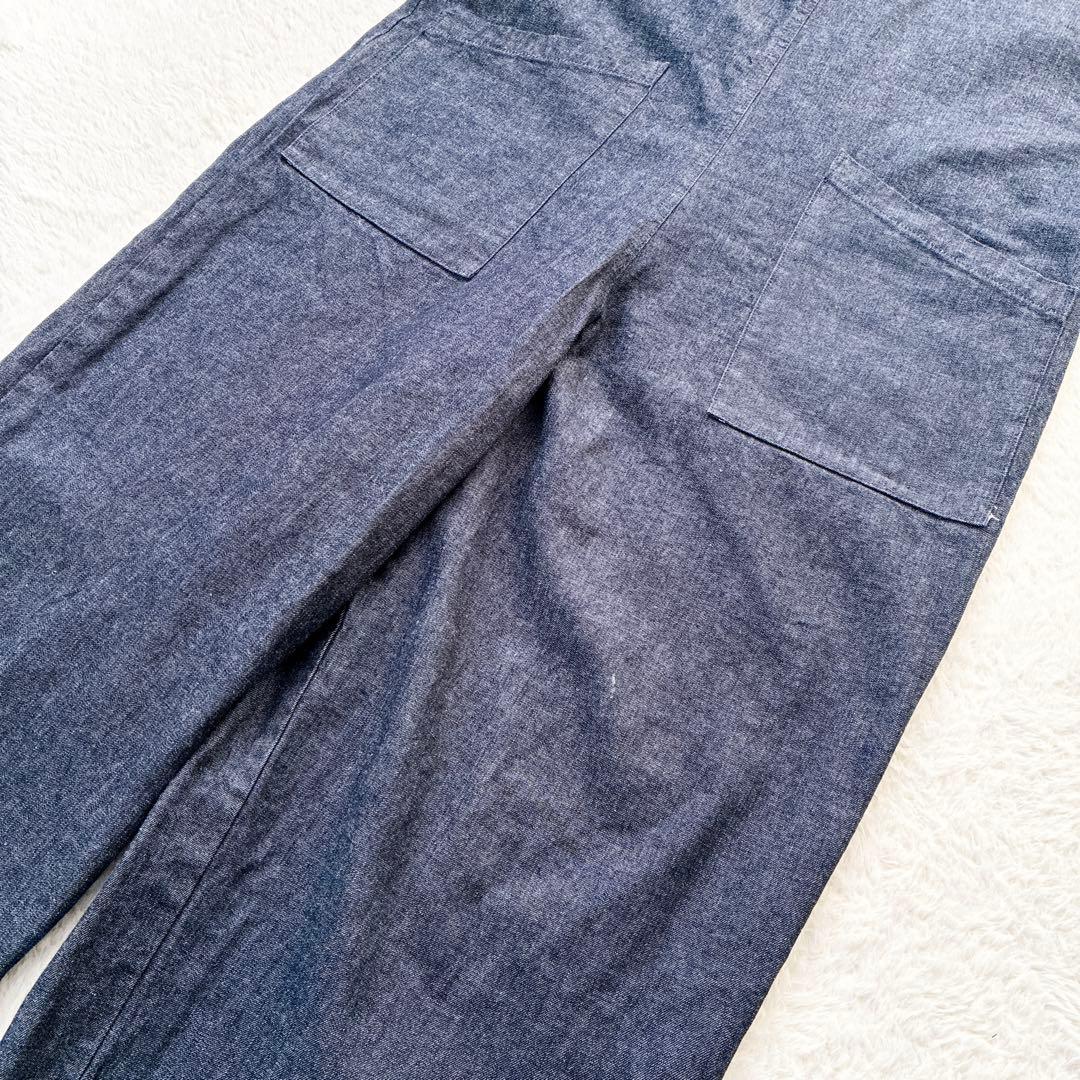 かぐれ インディゴ デニムサロペット オールインワン パンツ ワイド　綿