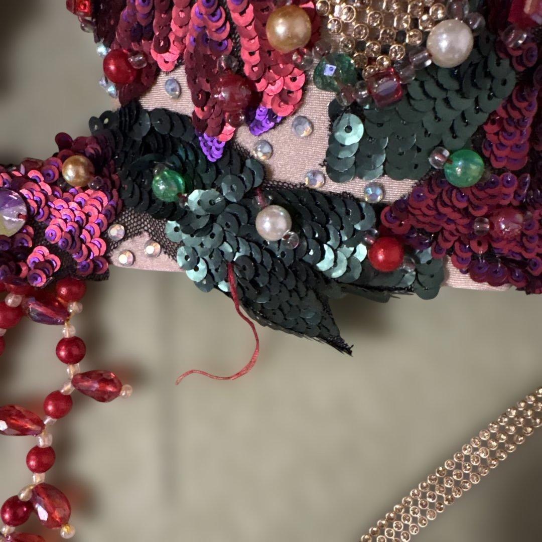 ベリーダンス セットアップ 赤緑装飾