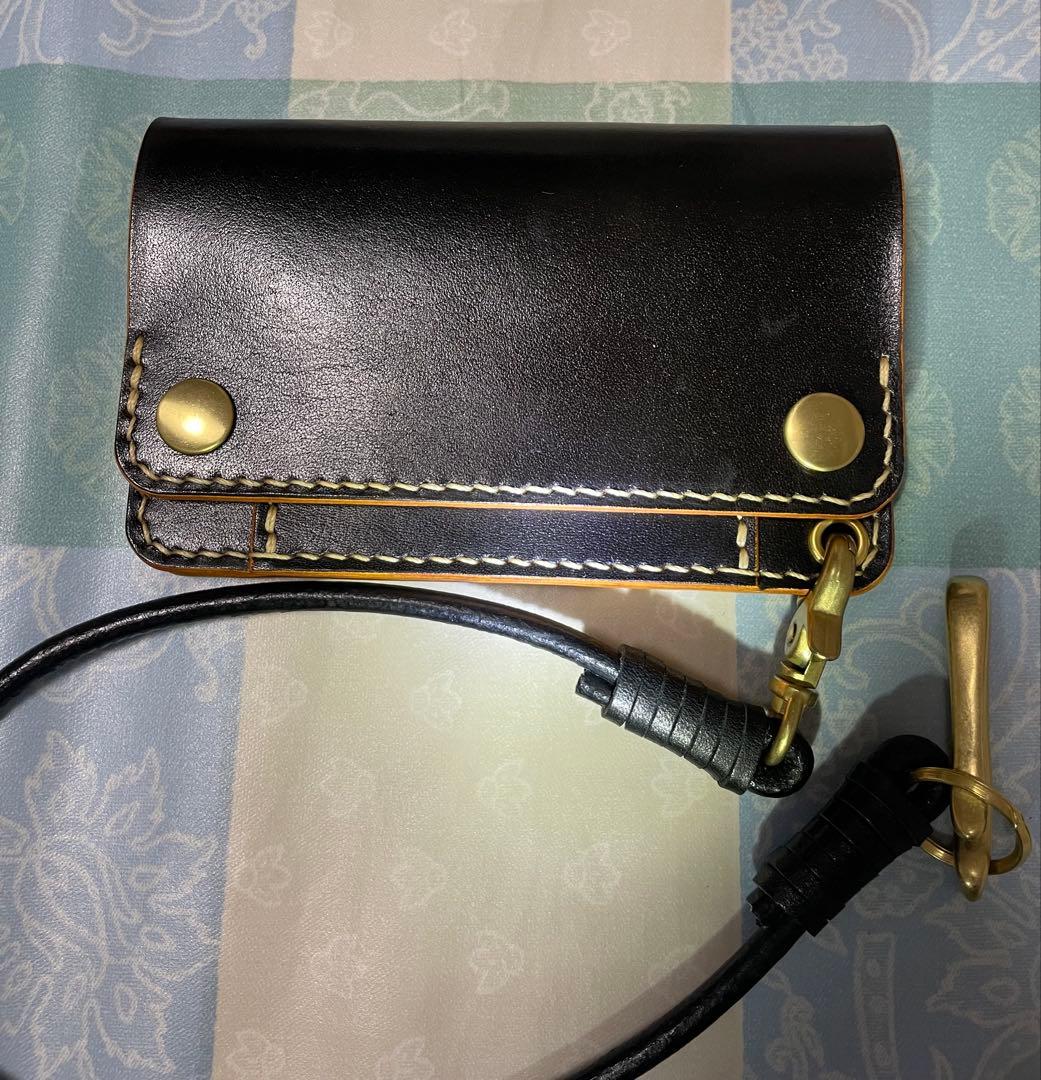 トラッカーウォレット　ミドルサイズ　黒ナチュラル　ウォレットロープ　ベルトループ