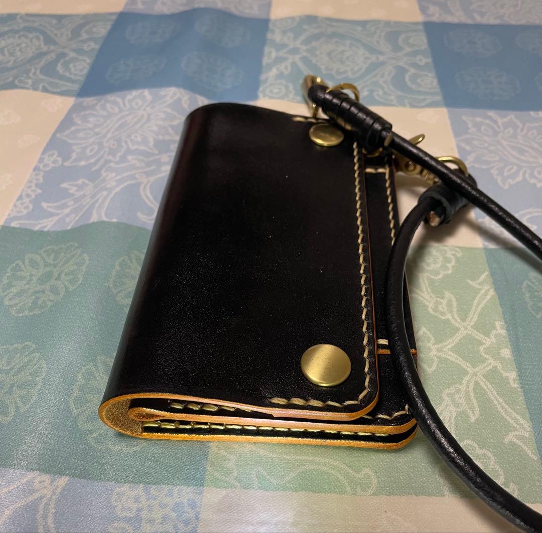 トラッカーウォレット　ミドルサイズ　黒ナチュラル　ウォレットロープ　ベルトループ