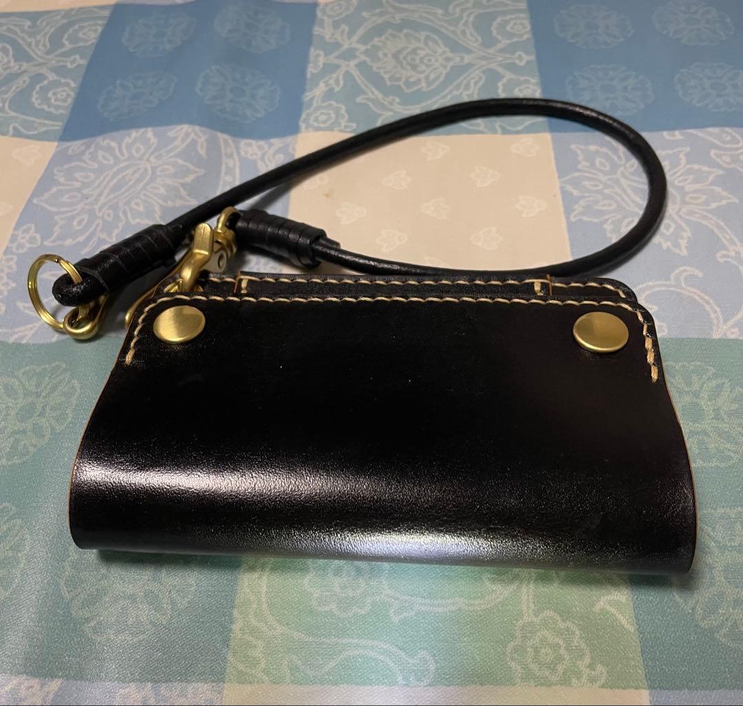 トラッカーウォレット　ミドルサイズ　黒ナチュラル　ウォレットロープ　ベルトループ