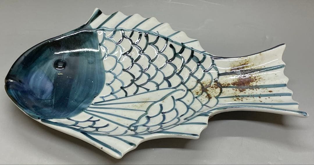 大明萬暦年製　明時代　景徳鎮　染付　魚皿　5客　Y3199