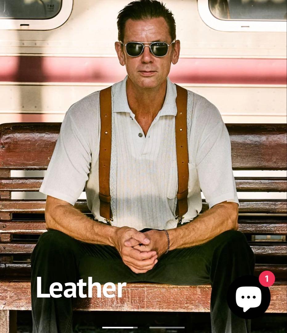 WISEGUY レザーサスペンダー ブラウン