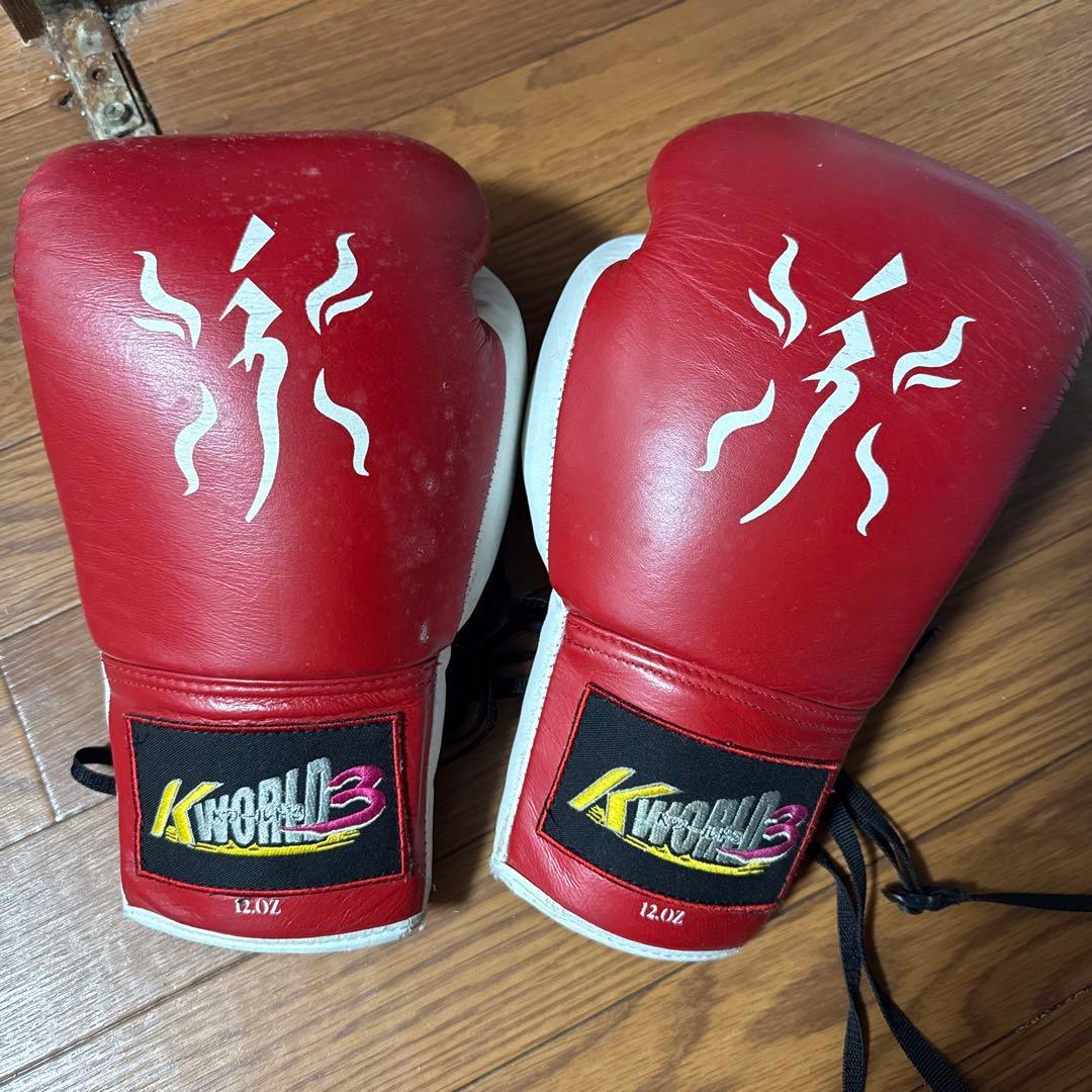 Kworld ボクシンググローブ 12oz レッド　本革