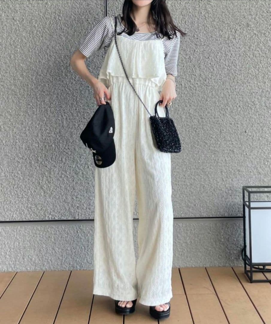 hinari ヒナリ　まる　総レースキャミロンパース　フリーサイズ