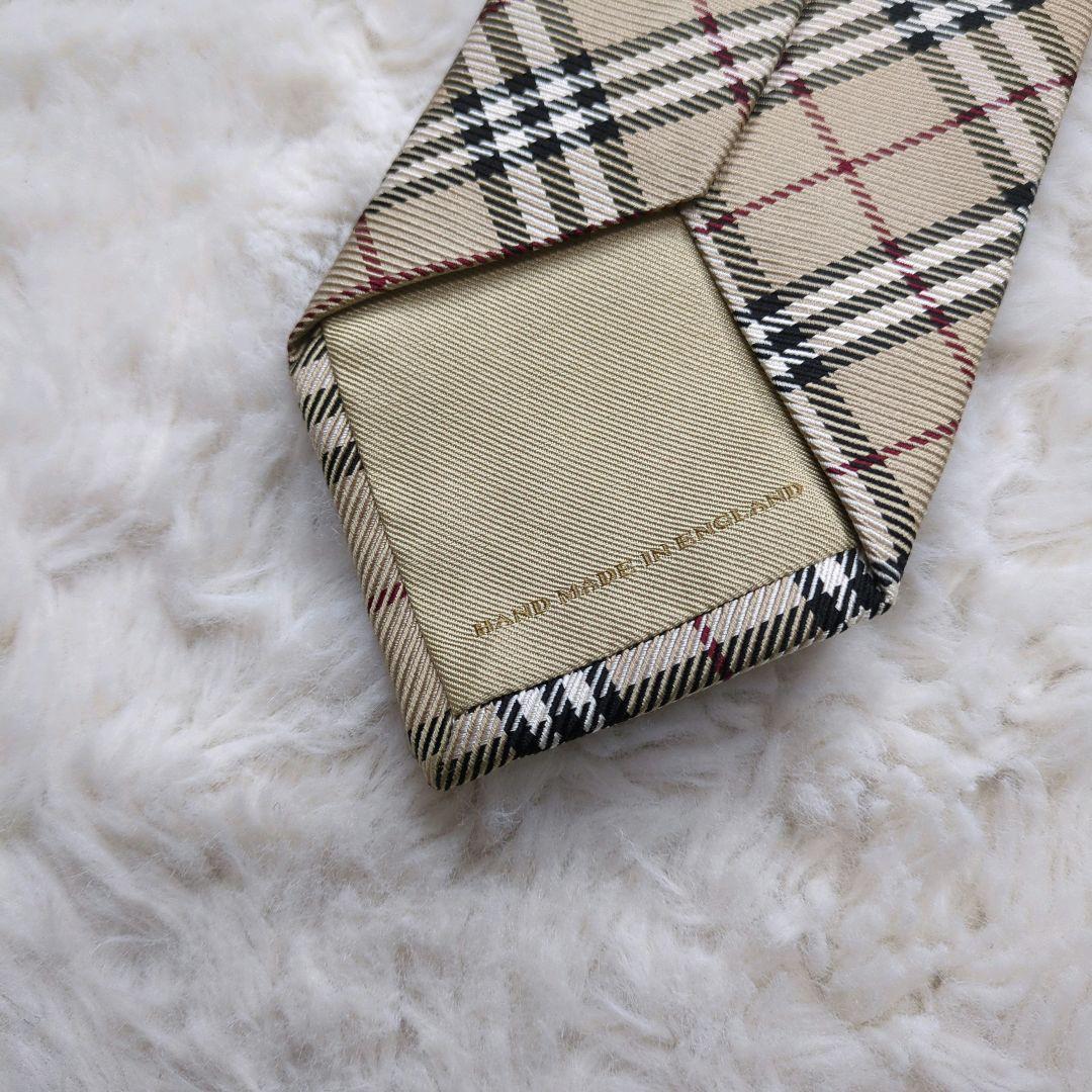 極美品 バーバリーロンドン ネクタイ ノバチェック シルク 絹 ベージュ