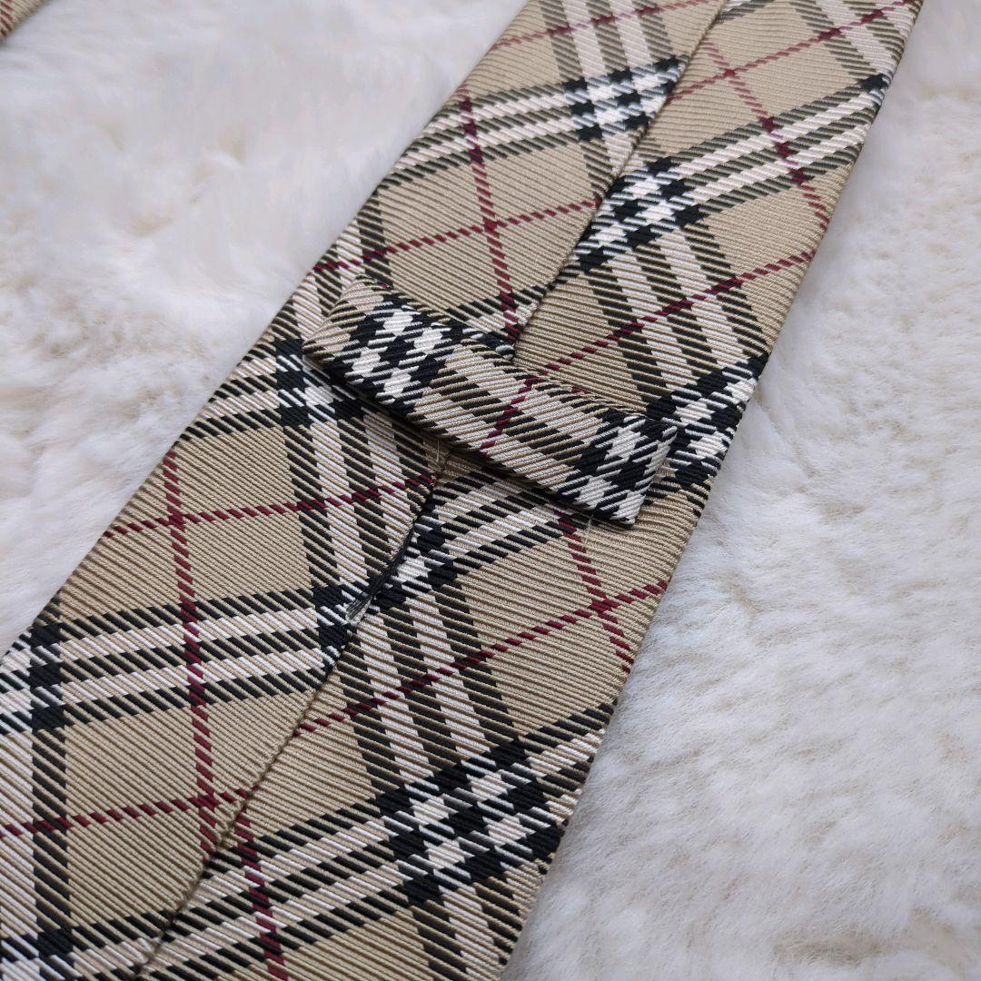 極美品 バーバリーロンドン ネクタイ ノバチェック シルク 絹 ベージュ