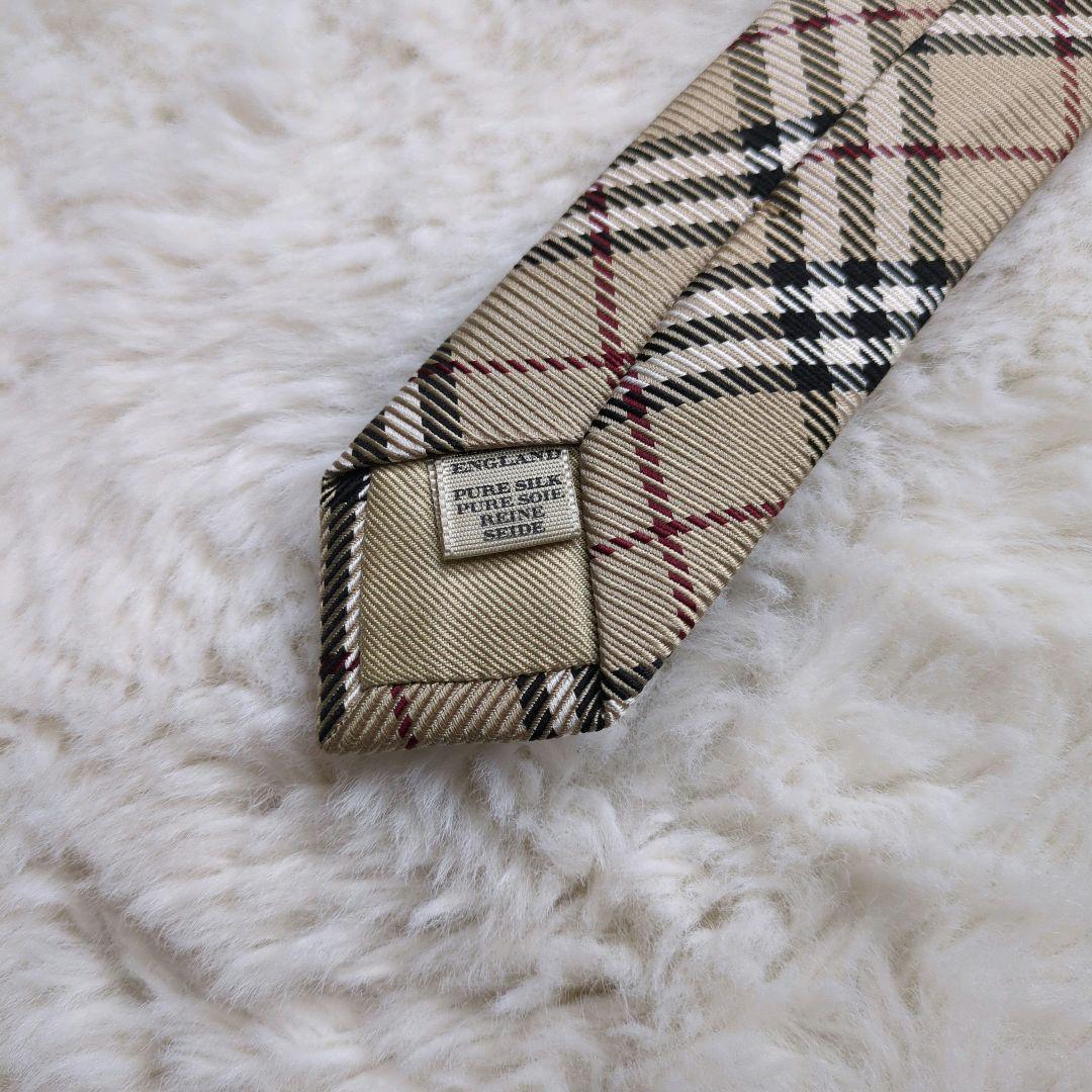 極美品 バーバリーロンドン ネクタイ ノバチェック シルク 絹 ベージュ
