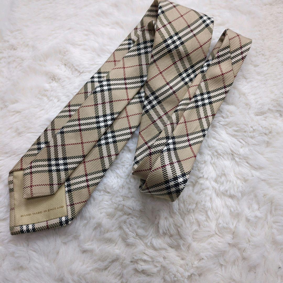 極美品 バーバリーロンドン ネクタイ ノバチェック シルク 絹 ベージュ