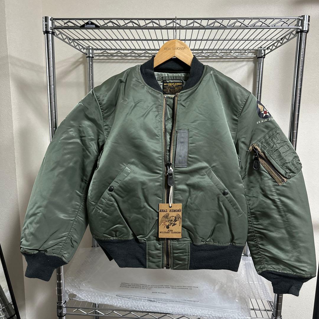 REAL SIMONS MA-1ジャケット オリーブグリーン Mサイズ