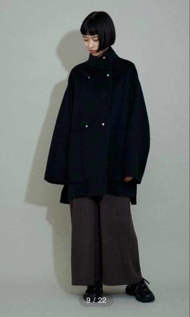 ADAM ET ROPE' スタンドカラーハーフリバーコート