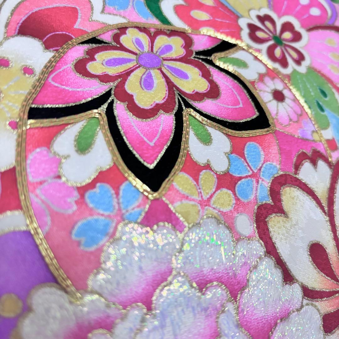 《新品》正絹 華やかな刺繍入❗️お宮参り 産着 襦袢付 新品たとう紙付 ピンク
