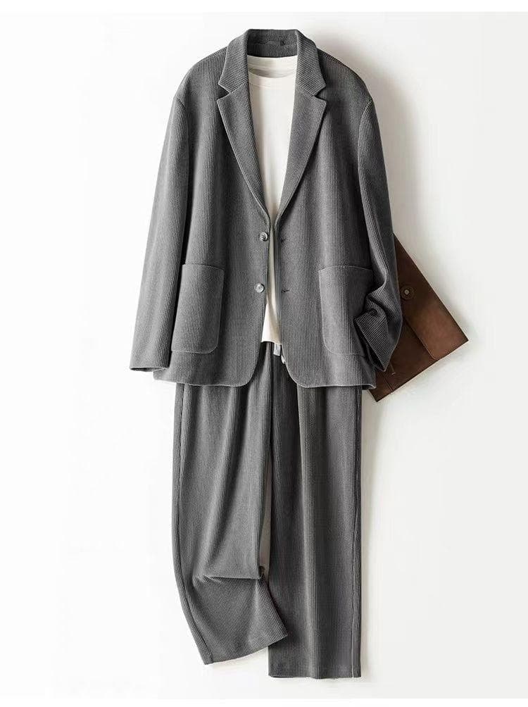 メンズ ノーリネン スーツ 2点セット ビジネス カジュアル プレゼント 黒