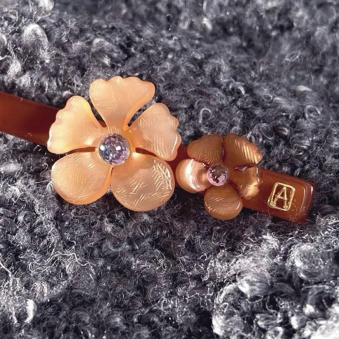 アレクサンドルドゥパリ フラワー バレッタ スワロフスキー オレンジ