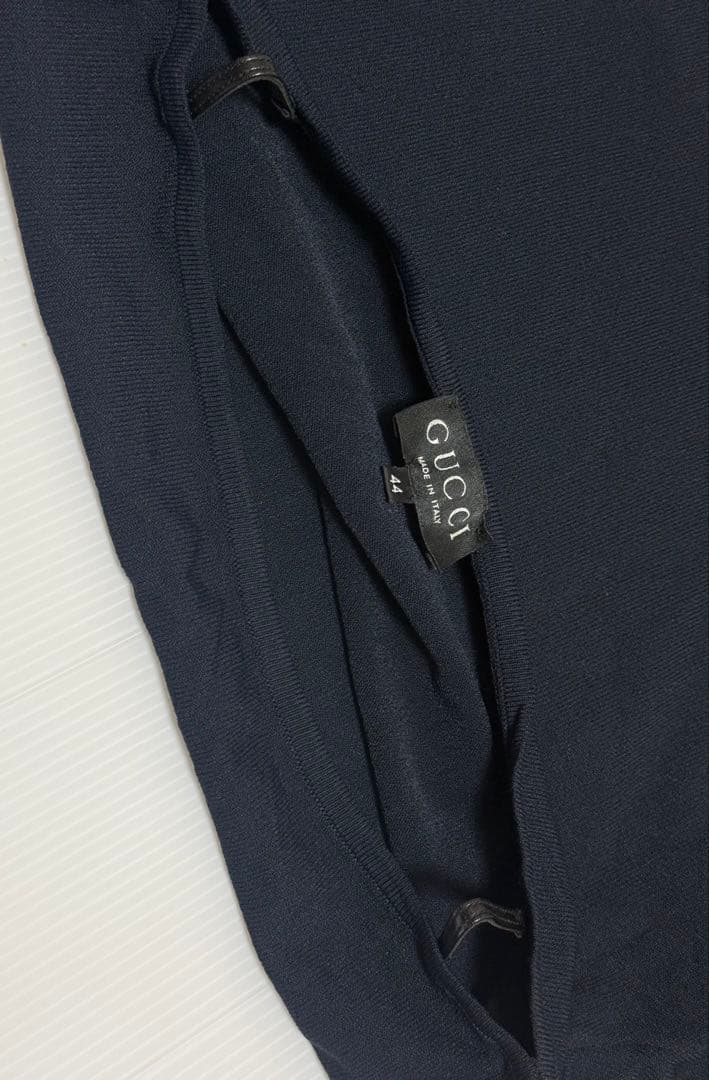 美品 GUCCI グッチ 肩紐レザー ワンピース 中厚手 イタリア製