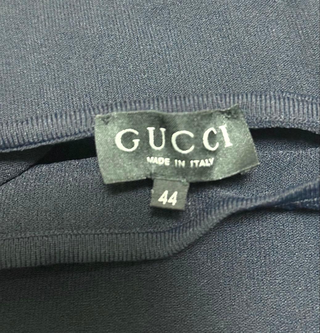 美品 GUCCI グッチ 肩紐レザー ワンピース 中厚手 イタリア製