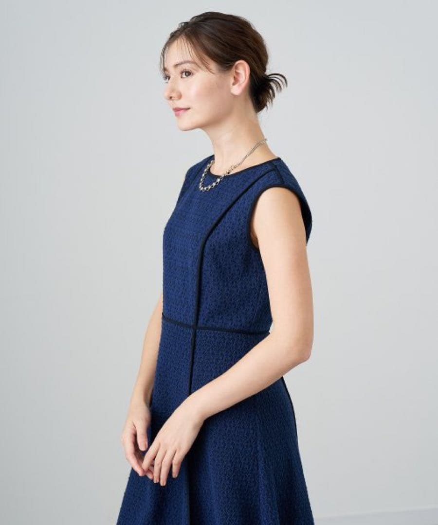 【007】新品　アナイ　ジオメ起毛レースフレア ワンピース　A