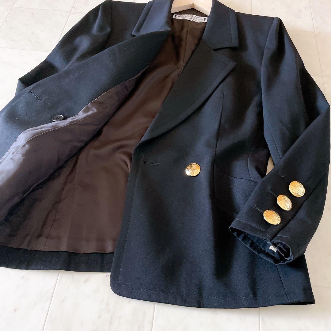 イヴサンローラン ヴィンテージ 黒 金ボタン テーラードジャケット M