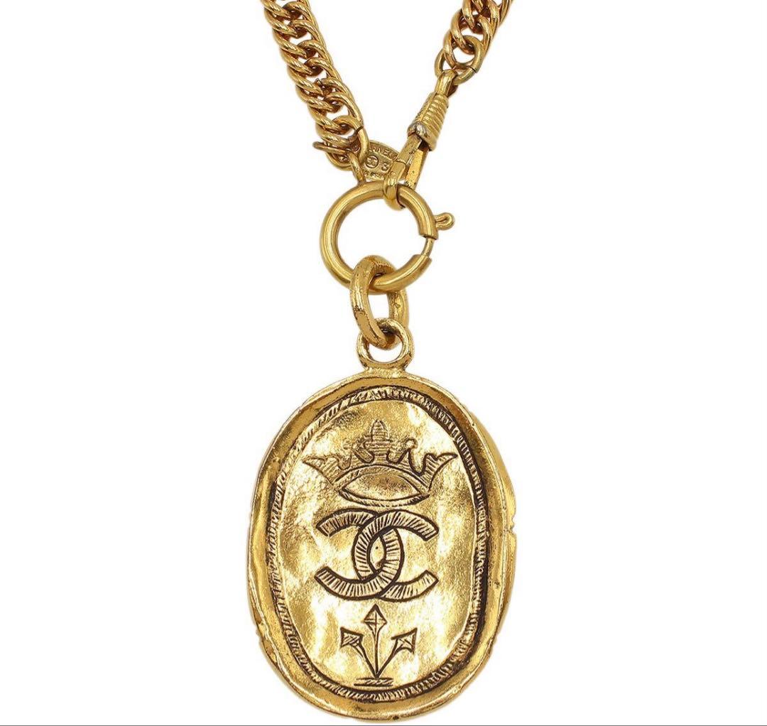 S2201 美品 シャネル ココマーク オーバル ロングチェーン ネックレス