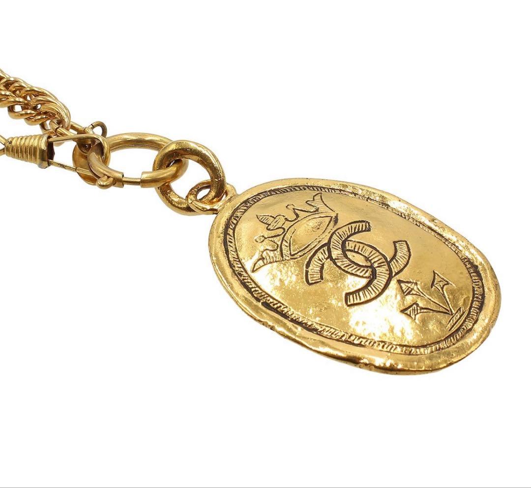 S2201 美品 シャネル ココマーク オーバル ロングチェーン ネックレス