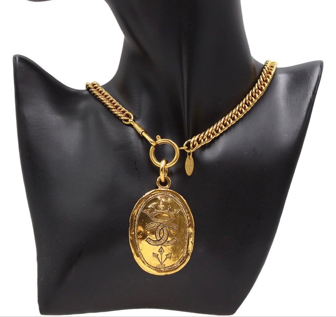 S2201 美品 シャネル ココマーク オーバル ロングチェーン ネックレス