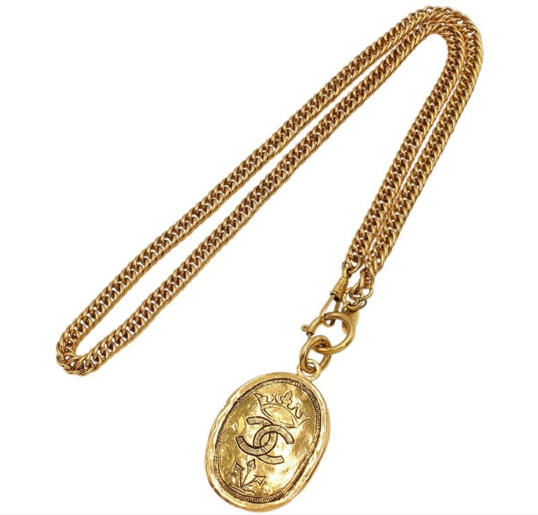 S2201 美品 シャネル ココマーク オーバル ロングチェーン ネックレス