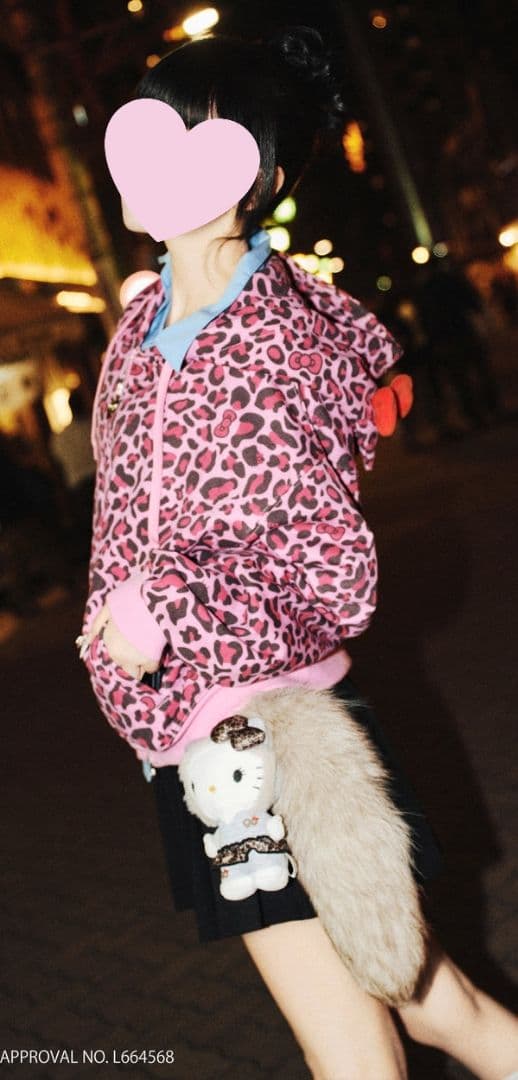 ハローキティ×9090 girl　パーカー　ピンク豹柄　Sサイズ　平成ギャル