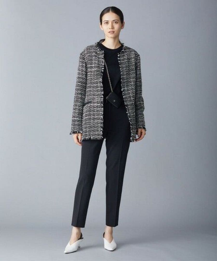 ICB ライトツイード ノーカラージャケット