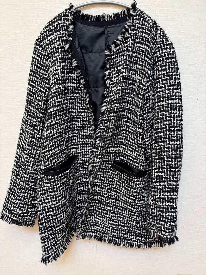 ICB ライトツイード ノーカラージャケット