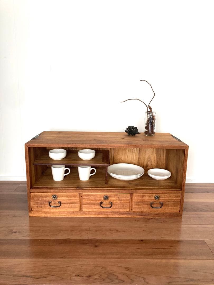 【メンテ済】アンティークの収納棚　ローボード　総桐　小物収納にも便利