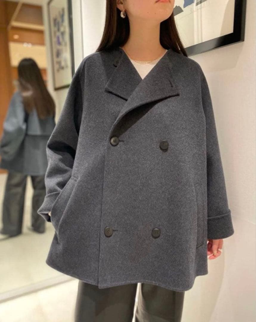 最終値下！試着のみ☆2024☆ギャルリーヴィー☆ダブルフェイスノーカラーコート☆